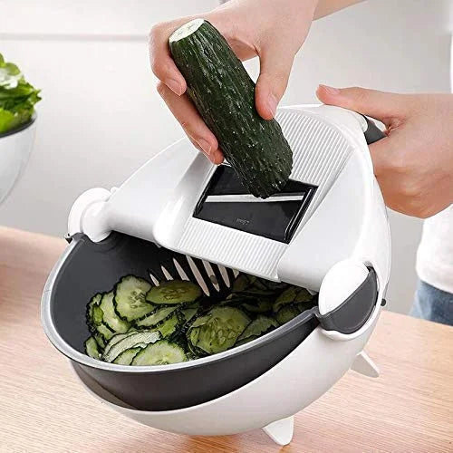 10 in 1 Multifunctional Vegetable Fruits Cutter/Slicer Shredder with Rotating Drain Basket