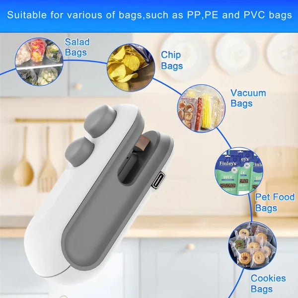 USB Rechargeable Mini Bag Sealer & Cutter | Portable Food Storage Heat Sealer