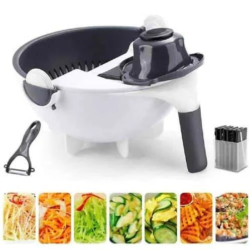 10 in 1 Multifunctional Vegetable Fruits Cutter/Slicer Shredder with Rotating Drain Basket