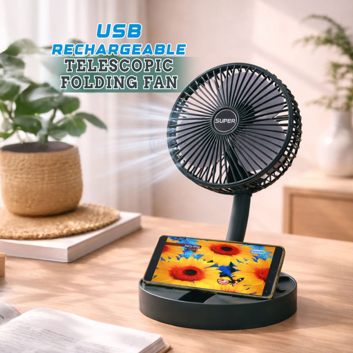 Portable Rechargeable Mini Fan | USB, 3-Speed, Travel & Office