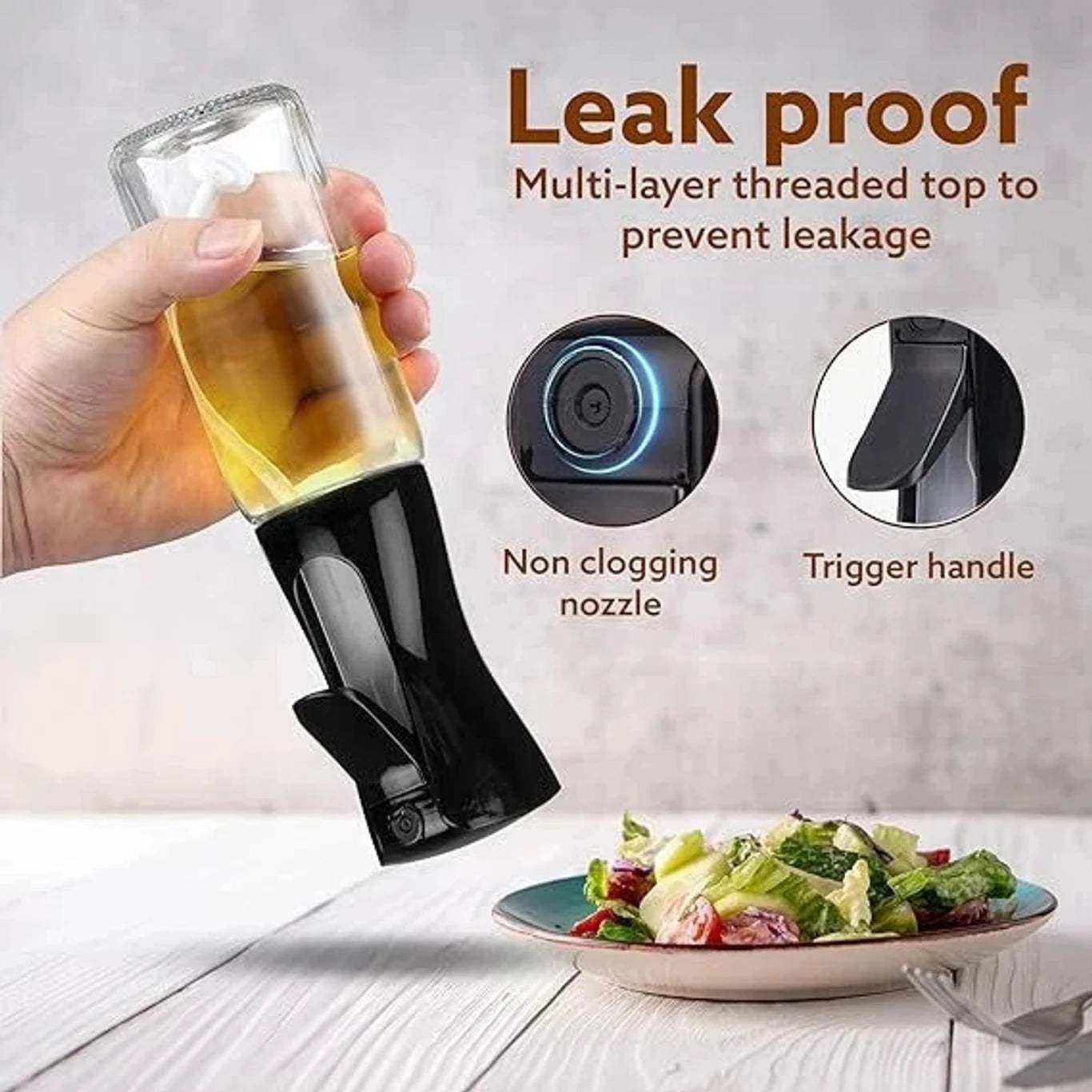 hometoolhub Oil Sprayer Dispenser Bottle For Kitchen Refillable Vinegar Bottle For Air Fryer 200 ml Glass Spray Bottle (Pack of 1, Clear)