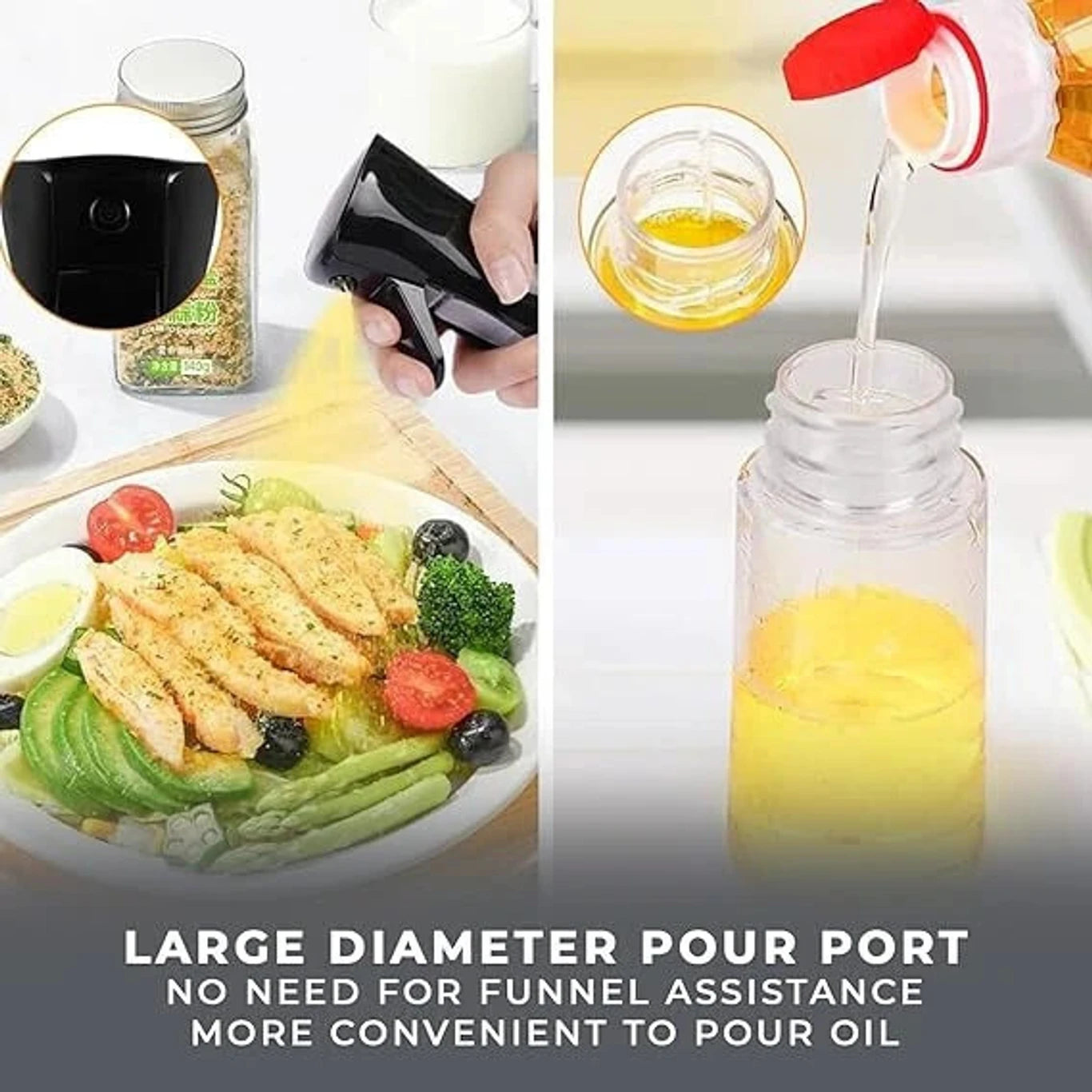 hometoolhub Oil Sprayer Dispenser Bottle For Kitchen Refillable Vinegar Bottle For Air Fryer 200 ml Glass Spray Bottle (Pack of 1, Clear)
