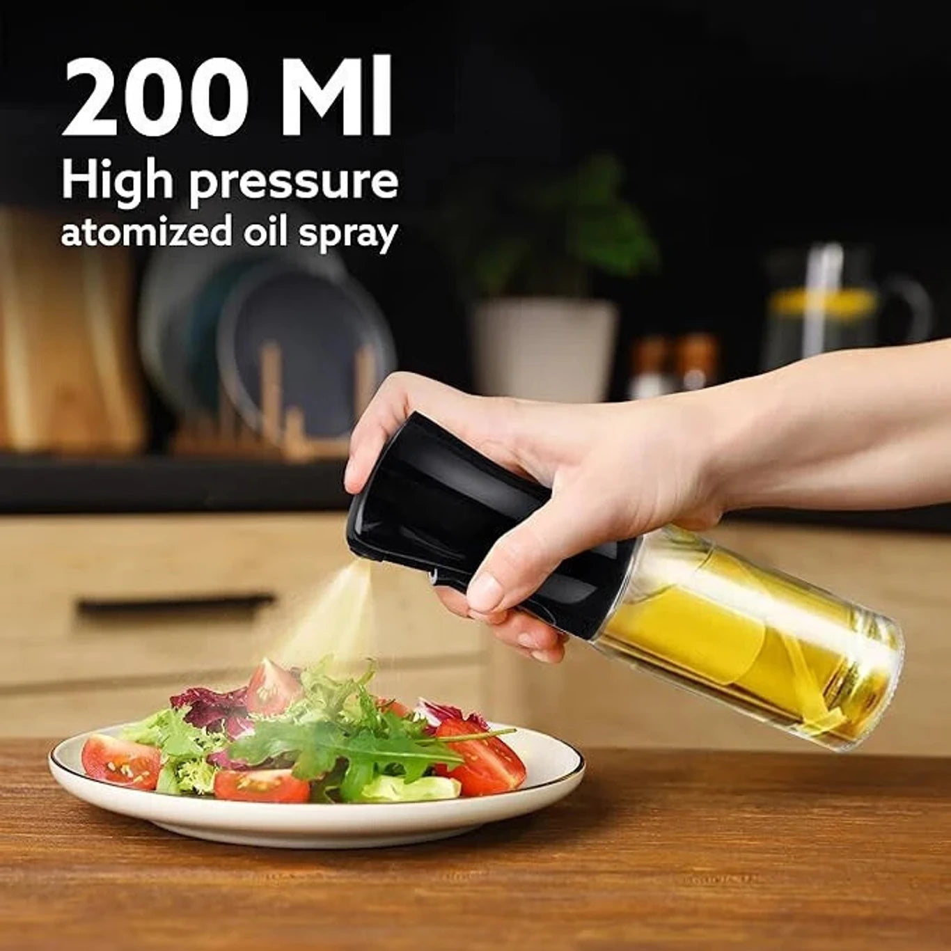 hometoolhub Oil Sprayer Dispenser Bottle For Kitchen Refillable Vinegar Bottle For Air Fryer 200 ml Glass Spray Bottle (Pack of 1, Clear)