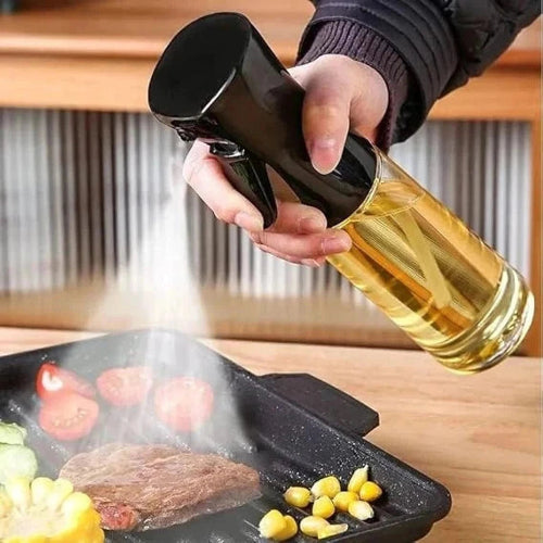 hometoolhub Oil Sprayer Dispenser Bottle For Kitchen Refillable Vinegar Bottle For Air Fryer 200 ml Glass Spray Bottle (Pack of 1, Clear)