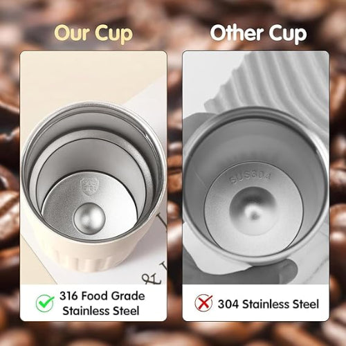 Aesthetic Coffee Tumbler Cup with Handle Strap -  Double Wall Insulated Travel Mug for Office & Travel