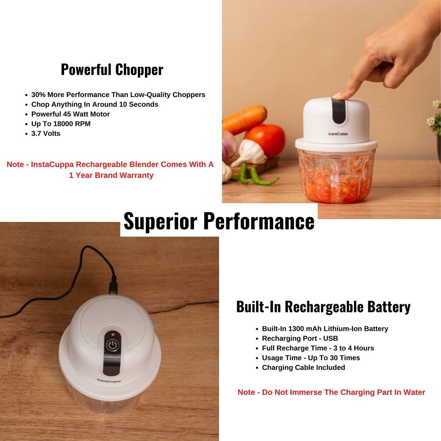 Mini Electric Garlic & Vegetable Chopper - USB Rechargeable