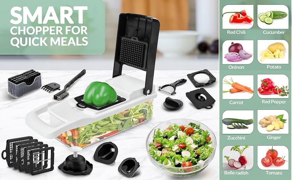 2 in 1 Multi-Purpose Vegetable & Fruit Grater, Slicer, Cutter & Chopper